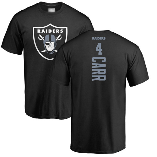 Men Oakland Raiders Black Derek Carr Backer NFL Football #4 T Shirt->nfl t-shirts->Sports Accessory
